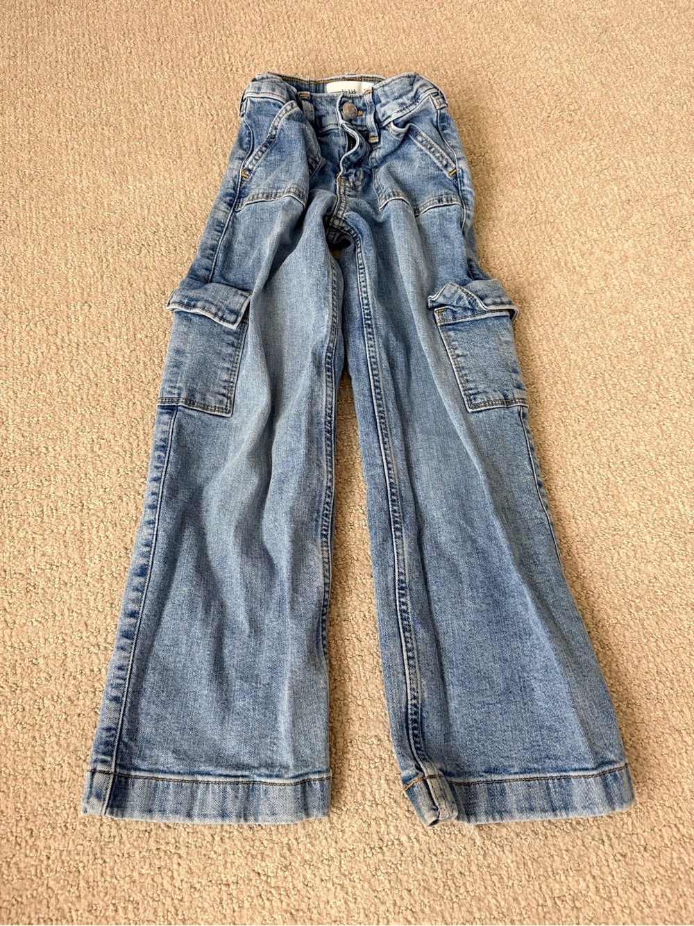 abercrombie kids light blue cargo jeans LONG